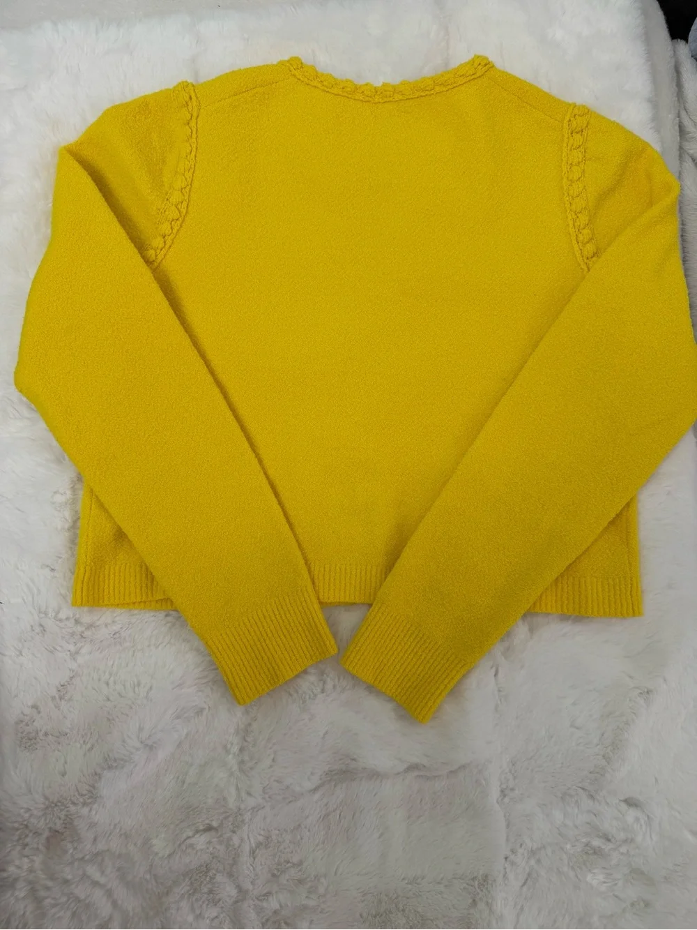 J.Crew Yellow Textured Lady Jacket Cardigan Gold Button Sweater XS - Picture 6 of 9